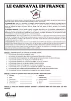 Vista previa - Hojas de trabajo - LE CARNAVAL EN FRANCE – Lecture - página 1