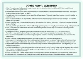 Vorschau - Aufgabenkarten - Globalization - Speaking Prompts / Conversation Starters - Seite 3