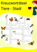 Vorschau - Arbeitsblätter - Kreuzworträtsel Tiere in der Stadt - Deutsch, DaF, DaZ - Deckblatt