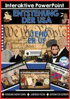 Vorschau - Unterrichtsreihen - Entstehung der USA Interaktive PowerPoint| Kolonien - Mayflower - Amerikanische Revolution - Amerikanischer Bürgerkrieg - SOFORT EINSETZBAR - Deckblatt