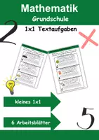 Vorschau - Arbeitsblätter - 1x1 Textaufgaben Multiplikation - Mathematik kleines ein mal eins - Deckblatt