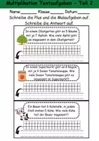 Vorschau - Arbeitsblätter - 1x1 Textaufgaben Multiplikation - Mathematik kleines ein mal eins - Seite 2