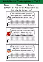 Vorschau - Arbeitsblätter - 1x1 Textaufgaben Multiplikation - Mathematik kleines ein mal eins - Seite 3
