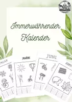 Vorschau - Mal- und Bastelvorlagen - Immerwährender Kalender zum Ausmalen mit vier Motiven pro Kalenderblatt - Deckblatt