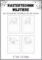 Vorschau - Mal- und Bastelvorlagen - Rastertechnik heimische Wildtiere - Zeichnen lernen - Seite 2