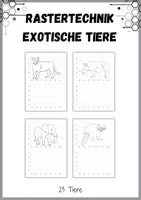 Vorschau - Arbeitsblätter - Rastertechnik exotische Tiere - Zeichnen lernen - Seite 2