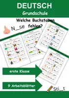 Vorschau - Arbeitsblätter - Welche Buchstaben fehlen? - 1. Klasse Deutsch Wörter, Buchstaben - Deckblatt