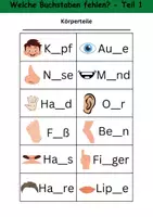 Vorschau - Arbeitsblätter - Welche Buchstaben fehlen? - 1. Klasse Deutsch Wörter, Buchstaben - Seite 1