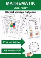 Vorschau - Arbeitsblätter - Uhrzeit und Tagesablauf XXL Paket - Mathematik 1. bis 3. Klasse - Deckblatt