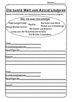 Vorschau - Arbeitsblätter - Die bunte Welt von Astrid Lindgren - Deckblatt