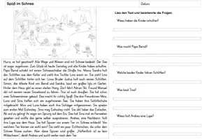 Vorschau - Arbeitsblätter - Leseverständnis zum Wimmelbild "Spaß im Schnee" - Seite 3
