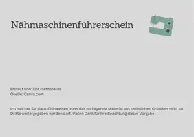Vorschau - Anderer Materialtyp - Nähmaschinenführerschein Technik und Design - Deckblatt