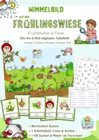 Vorschau - Unterrichtsreihen - Frühling Wimmelbild, Bildkarten, Wortkarten, Tiere, Frühblüher, Wiese, Wortschatz - Deckblatt