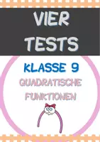 Vorschau - Test - Vier Tests (inkl. Lösungen) - Klasse 9 (Quadratische Funktionen) - Deckblatt