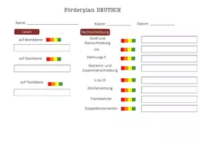 Vorschau - Arbeitsblätter - Förderplan, Förderplan für das Fach Deutsch, LRS Förderung - Deckblatt