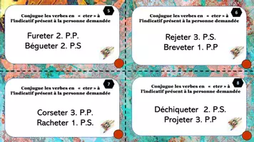 Aperçu - Apprentissages en autonomie - cartes à tâches : indicatif présent des verbes en eter - Page 2
