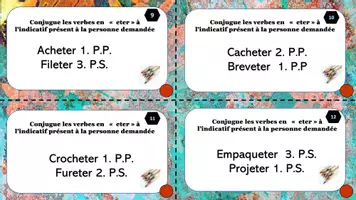 Aperçu - Apprentissages en autonomie - cartes à tâches : indicatif présent des verbes en eter - Page 3
