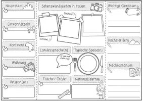 Vorschau - Arbeitsblätter - Mini-Lapbook Italien | Ländersteckbrief | Bastelvorlage - Seite 1