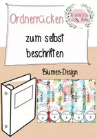 Vorschau - Mal- und Bastelvorlagen - Ordnerrücken zum selbst beschriften (Blumen-Design) - Deckblatt