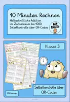 Vorschau - Arbeitsblätter - Halbschriftliche Addition im Zahlenraum bis 1000 Selbstkontrolle über QR-Codes - (10 Minuten rechnen 3) - Deckblatt