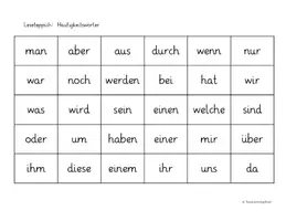 Vorschau - Arbeitsblätter - Leseteppich: Häufigkeitswörter - Seite 1