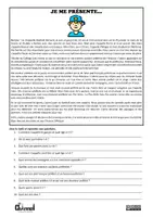 Vista previa - Hojas de trabajo - JE ME PRÉSENTE – Compréhension écrite - página 1
