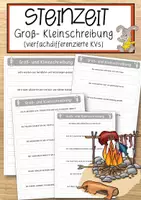 Vorschau - Anderer Materialtyp - Steinzeit - Groß- und Kleinschreibung (vierfachdifferenzierte KVs) - Deckblatt