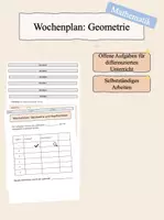 Vorschau - Arbeitsblätter - Wochenplan: Geometrie und Kopfrechnen - Deckblatt