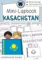 Vorschau - Mal- und Bastelvorlagen - Mini-Lapbook Kasachstan | Ländersteckbrief | Bastelvorlage - Deckblatt