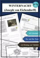 Vorschau - Arbeitsblätter - Gedichtanalyse Romantik Joseph von Eichendorff Winternacht - Deckblatt