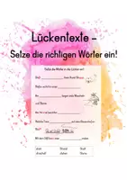 Vorschau - Arbeitsblätter - Lückentexte - vorgegebene Wörter richtig einsetzen - Deckblatt