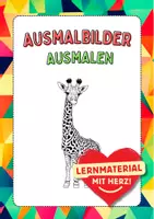 Vorschau - Arbeitsblätter - Ausmalbilder Giraffe, zum Ausmalen, Ausmalbild, Ausmalbilder, Kunst - Deckblatt
