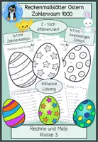 Vorschau - Arbeitsblätter - Rechenmalblatt Ostern Klasse 3 – Multiplikation im Zahlenraum bis 1000 – Rechne und Male mit Lösung - Deckblatt