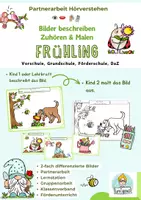 Vorschau - Arbeitsblätter - Hörverstehen Frühling Partnerarbeit, Zuhören, Bilder beschreiben, Grundschule, Kindergarten, DaZ - Deckblatt