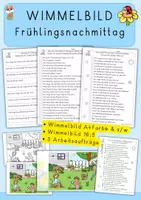 Vorschau - Arbeitsblätter - Wimmelbild Frühlingsnachmittag, 3 unterschiedliche Aufgaben - Deckblatt