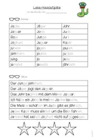 Vorschau - Arbeitsblätter - Lese-Hausaufgabe J/j (passend zu TINTO) - Seite 1