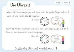 Vorschau - Aufgabenkarten - Uhr: Viertel Stunde - Lernkartei zur Zeit - Seite 2