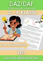 Vorschau - Arbeitsblätter - Zeit Lückentext Klasse 3 Sachunterricht Zeit DaF Arbeitsblatt - Deckblatt