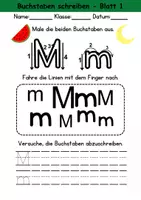 Vorschau - Arbeitsblätter - Buchstabeneinführung 1. Klasse - Buchstabe M/m schreiben - Grundschrift - Deckblatt