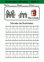 Vorschau - Arbeitsblätter - Buchstabeneinführung 1. Klasse - Buchstabe M/m schreiben - Grundschrift - Seite 1