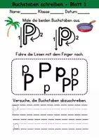 Vorschau - Arbeitsblätter - Buchstabeneinführung 1. Klasse - Buchstabe P/p schreiben - Grundschrift - Deckblatt