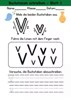 Vorschau - Arbeitsblätter - Buchstabeneinführung 1. Klasse - Buchstabe V/v schreiben - Grundschrift - Deckblatt