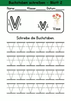 Vorschau - Arbeitsblätter - Buchstabeneinführung 1. Klasse - Buchstabe V/v schreiben - Grundschrift - Seite 1