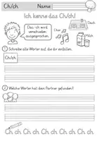 Vorschau - Arbeitsblätter - Wörter mit Ch / ch - GRUNDSCHRIFT - Arbeitsblätter für Deutsch inklusive Minilesespur, Schleichdiktat und Puzzle - Seite 1