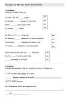 Vorschau - Arbeitsblätter - Übungen zu den 4 Fällen des Nomens - Deckblatt