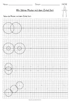 Vorschau - Arbeitsblätter - Zirkel und Kreis - "Muster mit dem Zirkel fortführen" Arbeitsblätter/mit Lösungen - Seite 1