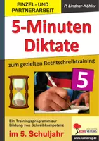 Vorschau - Arbeitsblätter - 5-Minuten-Diktate Klasse 5 | Rechtschreibung üben, Diktate, Doppelkonsonanten, Dehnungs-h, Groß- und Kleinschreibung, Fremdwörter | Deutsch Sekundarstufe I Klasse 5 Lösungen - Deckblatt