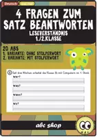 Vorschau - Arbeitsblätter - 4 Fragen zum Satz beantworten (Wer-Was-Wann-Wo, 20 ABs, Leseverständnis in der 1. und 2. Klasse üben, Stolperwörtersätze) - Deckblatt