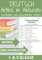 Vorschau - Arbeitsblätter - Bestimmter Unbestimmter Artikel Klasse 1 Deutsch Arbeitsblatt - Deckblatt