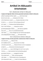 Vorschau - Arbeitsblätter - Bestimmter Unbestimmter Artikel Klasse 1 Deutsch Arbeitsblatt - Seite 1
